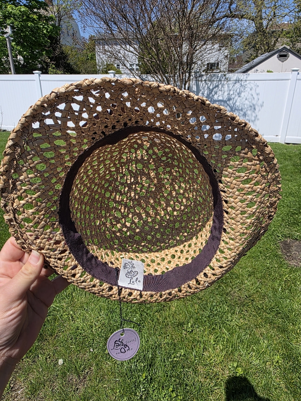 Lola Hats Straw Fedora Hat with Brown Ribbon - Picture 3 of 3
